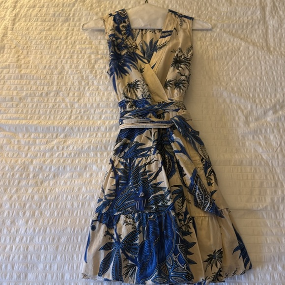 Banana Republic Stampa Mini Dress EUC Medium Blue/Tan - Picture 4 of 8